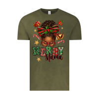 Vintage Olive merry mama afro messy bun Vintage Tee - texasbilliewilder