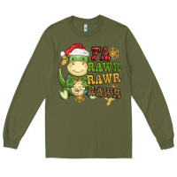 Army Green watercolor t rex fa rawr rawr rawr christmas Long Sleeve Tee - CowGirlArtShop