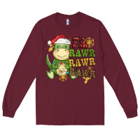 Burgundy watercolor t rex fa rawr rawr rawr christmas Long Sleeve Tee - CowGirlArtShop