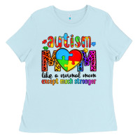 Baby Blue autism mom like a normal mom except much stronger Ladies Tee - Artiststas