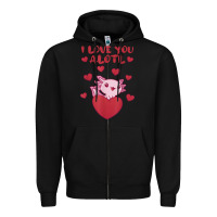 Black i love you alotl aolotl valentine's day heart aolotl lover Zipper Hoodie - lanVoArt