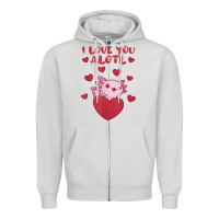 Dove Grey i love you alotl aolotl valentine's day heart aolotl lover Zipper Hoodie - lanVoArt