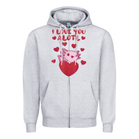 Heather Grey i love you alotl aolotl valentine's day heart aolotl lover Zipper Hoodie - lanVoArt