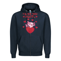 Navy i love you alotl aolotl valentine's day heart aolotl lover Zipper Hoodie - lanVoArt