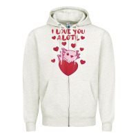 Oatmeal Heather i love you alotl aolotl valentine's day heart aolotl lover Zipper Hoodie - lanVoArt
