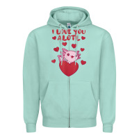 Seafoam i love you alotl aolotl valentine's day heart aolotl lover Zipper Hoodie - lanVoArt