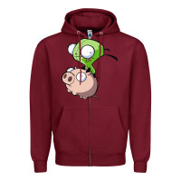 Burgundy invader zim Zipper Hoodie - lanVoArt