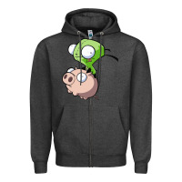 Charcoal Heather invader zim Zipper Hoodie - lanVoArt
