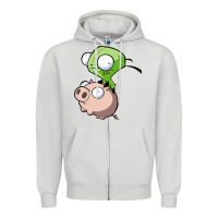 Dove Grey invader zim Zipper Hoodie - lanVoArt