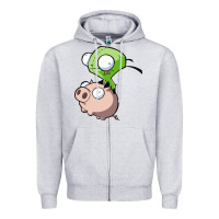 Heather Grey invader zim Zipper Hoodie - lanVoArt