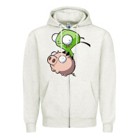 Oatmeal Heather invader zim Zipper Hoodie - lanVoArt