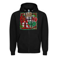 Black Ho Ho Ho Gnomes Zipper Hoodie - CowhideDigitalArt
