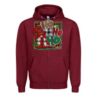 Burgundy Ho Ho Ho Gnomes Zipper Hoodie - CowhideDigitalArt
