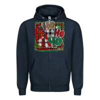 Navy Ho Ho Ho Gnomes Zipper Hoodie - CowhideDigitalArt
