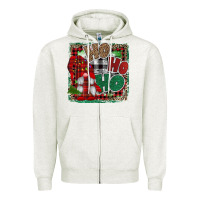 Oatmeal Heather Ho Ho Ho Gnomes Zipper Hoodie - CowhideDigitalArt