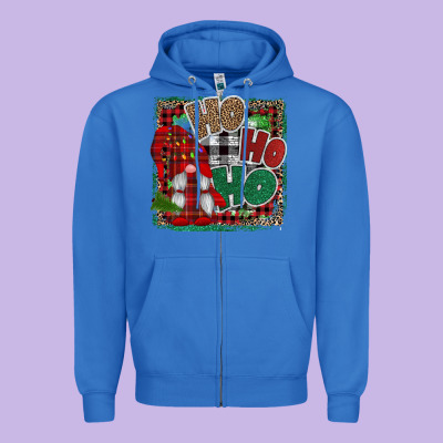 Ho Ho Ho Gnomes Zipper Hoodie Designed By Cowhidedigitalart