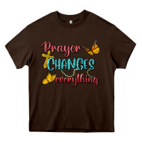 Chocolate Brown Prayer Changes Everything Heavy Core Tee - BundleAndBundleShop