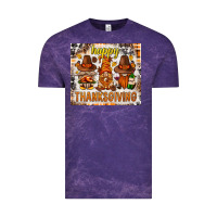 Cloud Purple Happy Thanksgiving gnomes Vintage Tee - NancyCooperArtShop