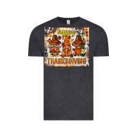 Vintage Black Happy Thanksgiving gnomes Vintage Tee - NancyCooperArtShop
