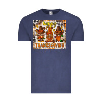 Vintage Denim Happy Thanksgiving gnomes Vintage Tee - NancyCooperArtShop