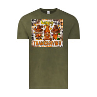 Vintage Olive Happy Thanksgiving gnomes Vintage Tee - NancyCooperArtShop