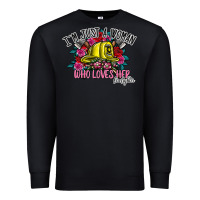 Black im just a woman who loves her firefighter Premium Sweatshirt - SublimationCraftShop