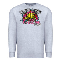 Heather Grey im just a woman who loves her firefighter Premium Sweatshirt - SublimationCraftShop