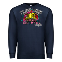 Navy im just a woman who loves her firefighter Premium Sweatshirt - SublimationCraftShop