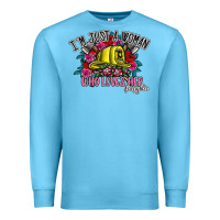 Ocean Blue im just a woman who loves her firefighter Premium Sweatshirt - SublimationCraftShop