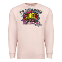 Pale Pink im just a woman who loves her firefighter Premium Sweatshirt - SublimationCraftShop