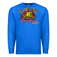 True Royal im just a woman who loves her firefighter Premium Sweatshirt - SublimationCraftShop