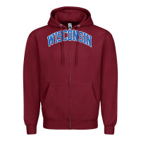 Burgundy wisconsin blue Zipper Hoodie - lanVoArt