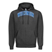 Charcoal Heather wisconsin blue Zipper Hoodie - lanVoArt