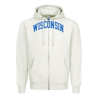 Oatmeal Heather wisconsin blue Zipper Hoodie - lanVoArt