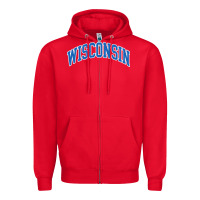 Red wisconsin blue Zipper Hoodie - lanVoArt