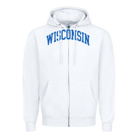 White wisconsin blue Zipper Hoodie - lanVoArt