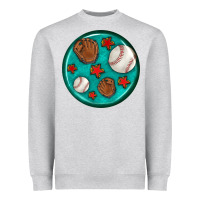Heather Grey baseball with sunflower round earrings Heavyweight Sweatshirt - BundleAndBundleShop