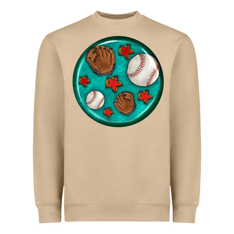 Baseball With Sunflower Round Earrings Heavyweight Sweatshirt by BundleAndBundleShop | Teevron