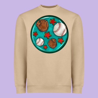 Baseball With Sunflower Round Earrings Heavyweight Sweatshirt Designed By Bundleandbundleshop