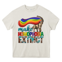 Cream Lgbtq Make Homophobia Extinct Heavy Core Tee - BundleAndBundleShop