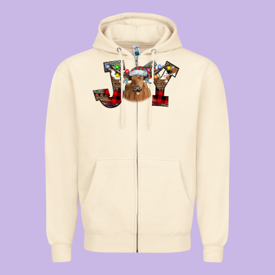 Joy Longhorn Zipper Hoodie Designed By Cowhidedigitalart