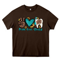 Chocolate Brown peace love dental Heavy Core Tee - JahusDesignShop
