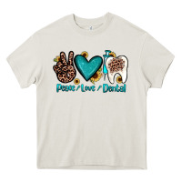 Cream peace love dental Heavy Core Tee - JahusDesignShop