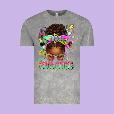80's Babe Afro Messy Bun Vintage Tee Designed By Texasbilliewilder