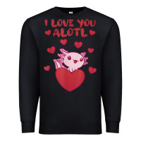 Black i love you alotl aolotl valentine's day heart aolotl lover Premium Sweatshirt - lanVoArt