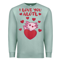 Seafoam i love you alotl aolotl valentine's day heart aolotl lover Premium Sweatshirt - lanVoArt