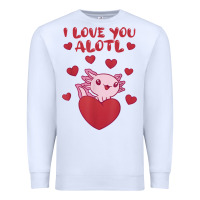 White i love you alotl aolotl valentine's day heart aolotl lover Premium Sweatshirt - lanVoArt