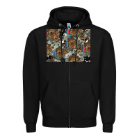 Black Dog Pattern Zipper Hoodie - CowhideDigitalArt