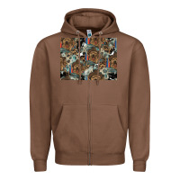 Chestnut Dog Pattern Zipper Hoodie - CowhideDigitalArt