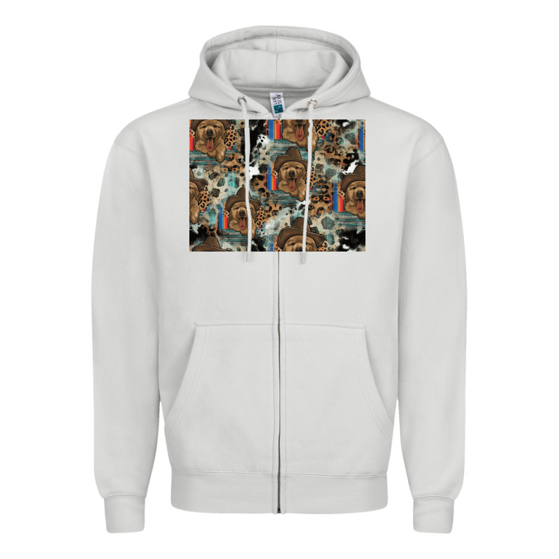 Dog Pattern Zipper Hoodie by CowhideDigitalArt | Teevron